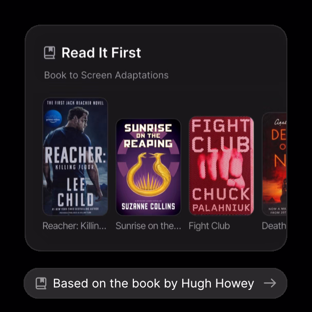 Limelight showing book-to-screen adaptations with links to source material