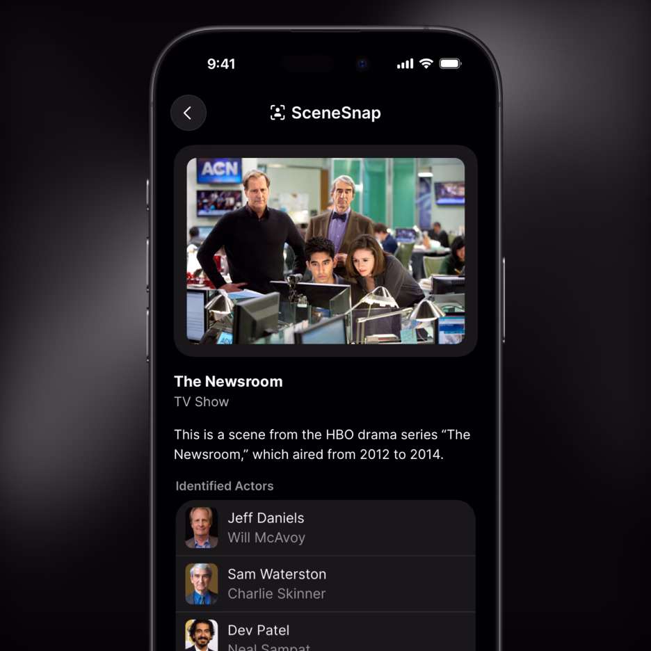 SceneSnap AI identifying a movie scene from a photo