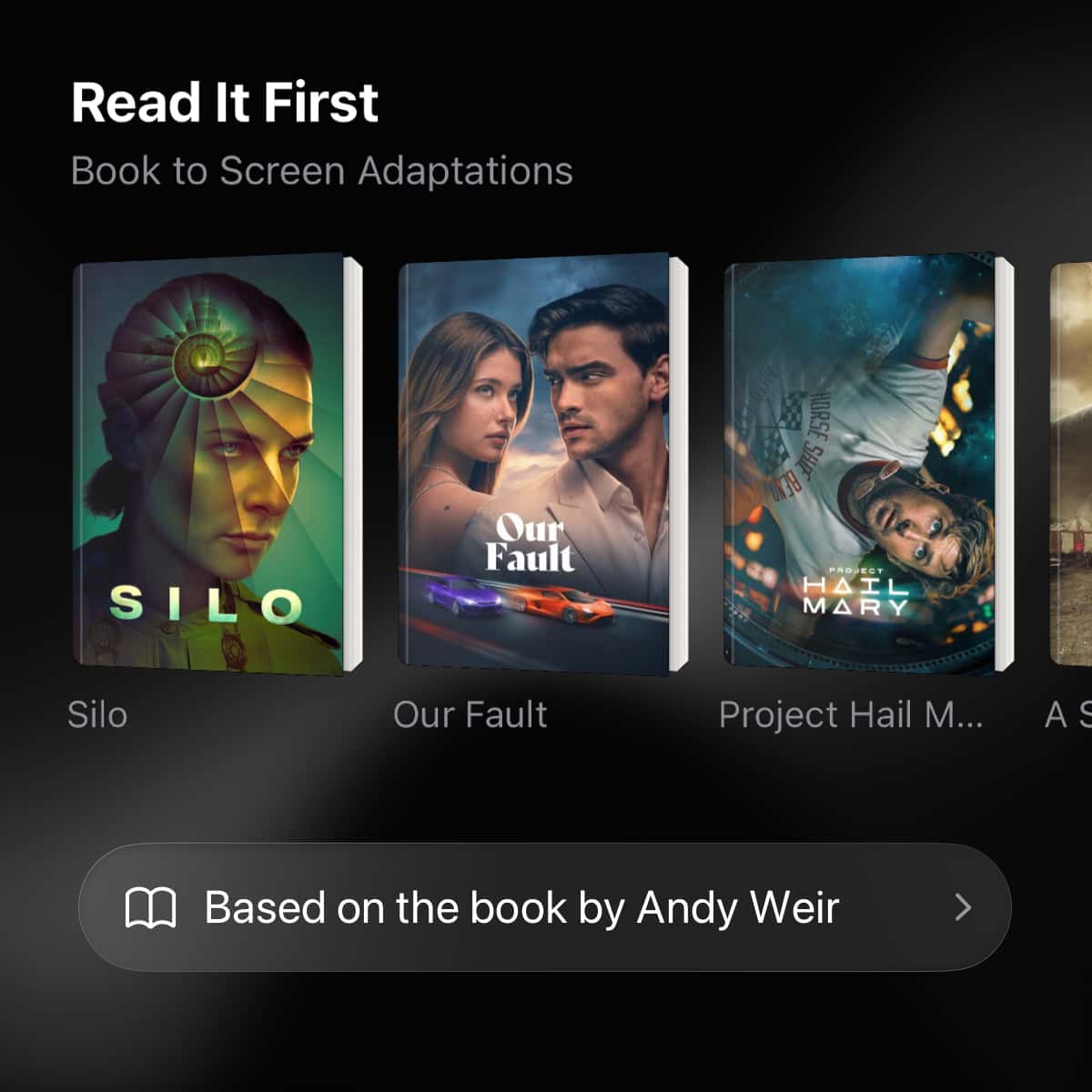 Limelight showing book-to-screen adaptations with links to source material