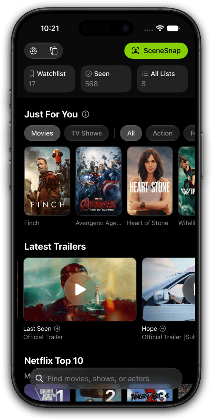 Limelight app showing a tracked film library on iPhone