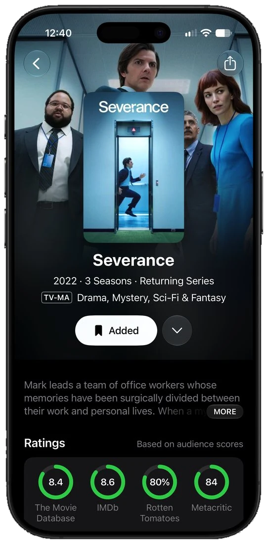 Severance on Limelight for iPhone with ratings from four sources