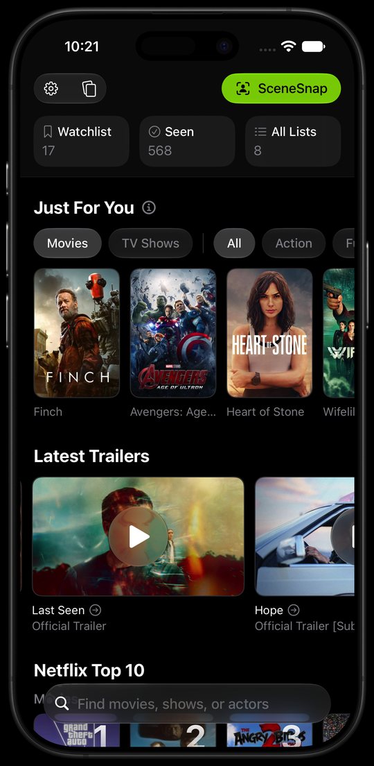 Limelight Home on iPhone with Just For You picks, latest trailers, and the Netflix Top 10