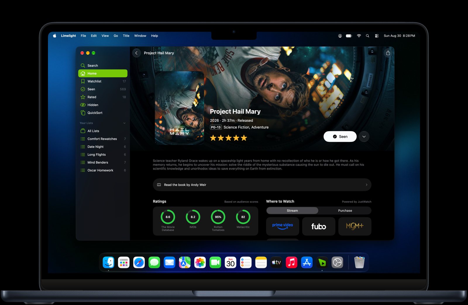 Project Hail Mary in Limelight for Mac with ratings and where to watch