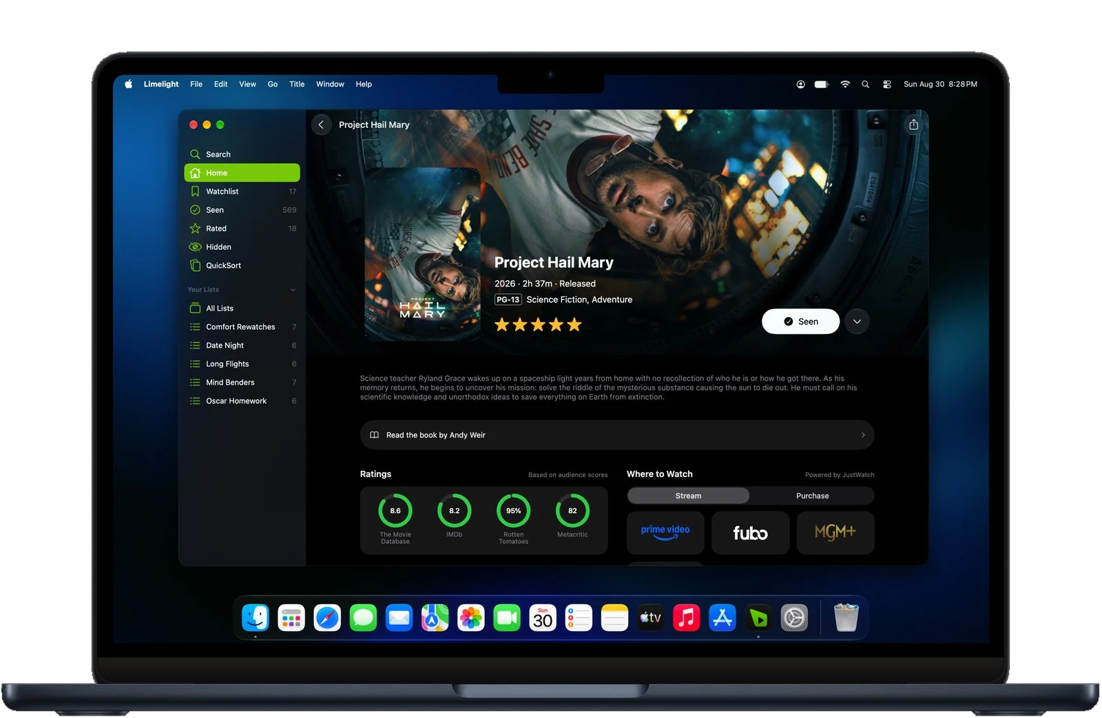 Project Hail Mary in Limelight for Mac with ratings and where to watch