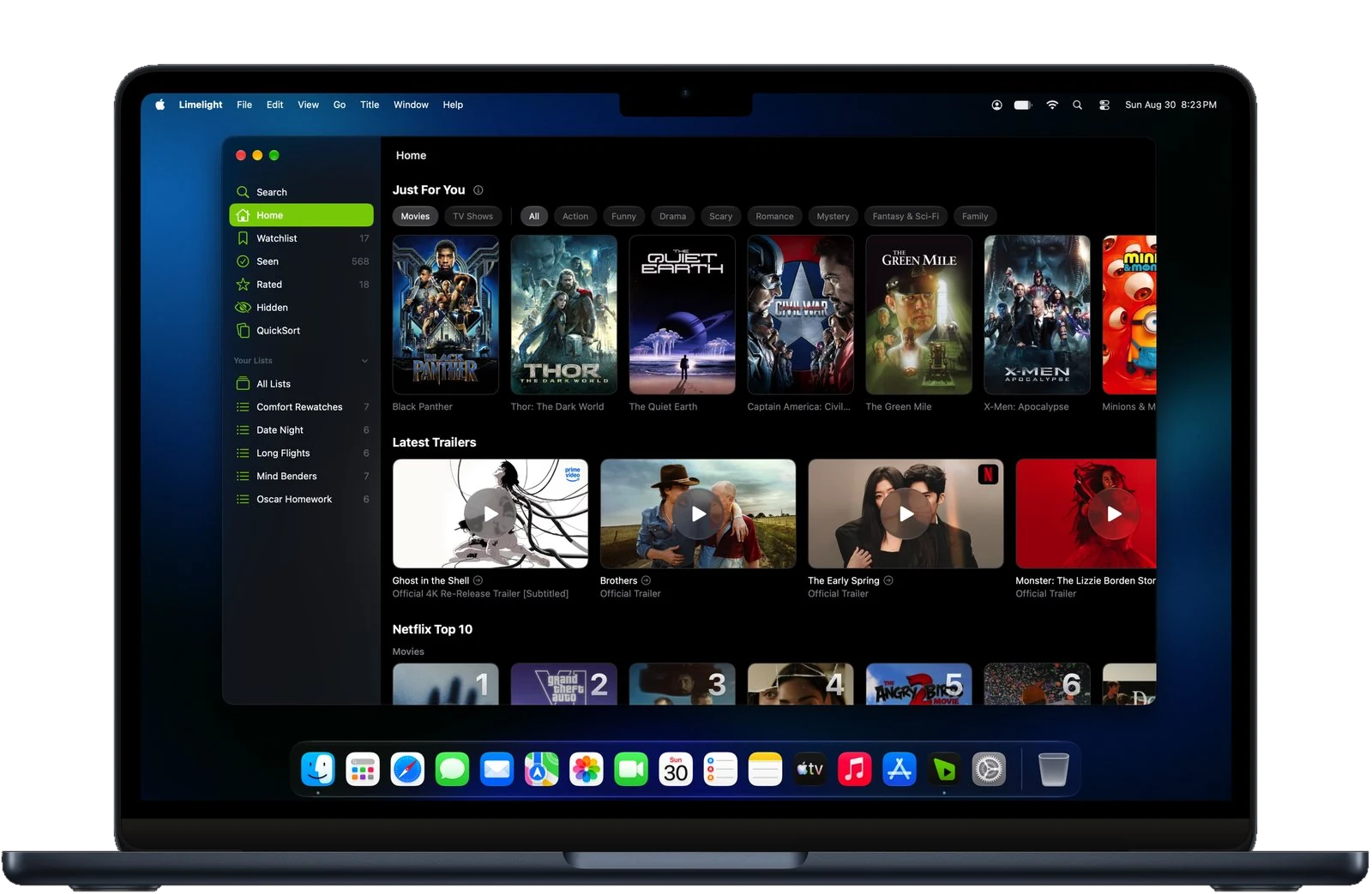 Just For You recommendations on Limelight for Mac