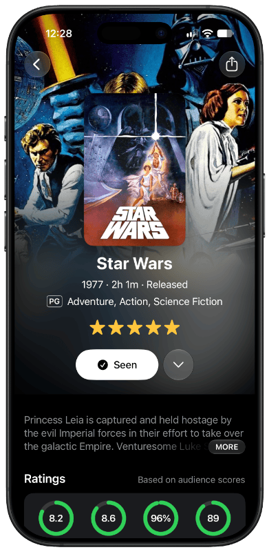 Star Wars title page in Limelight